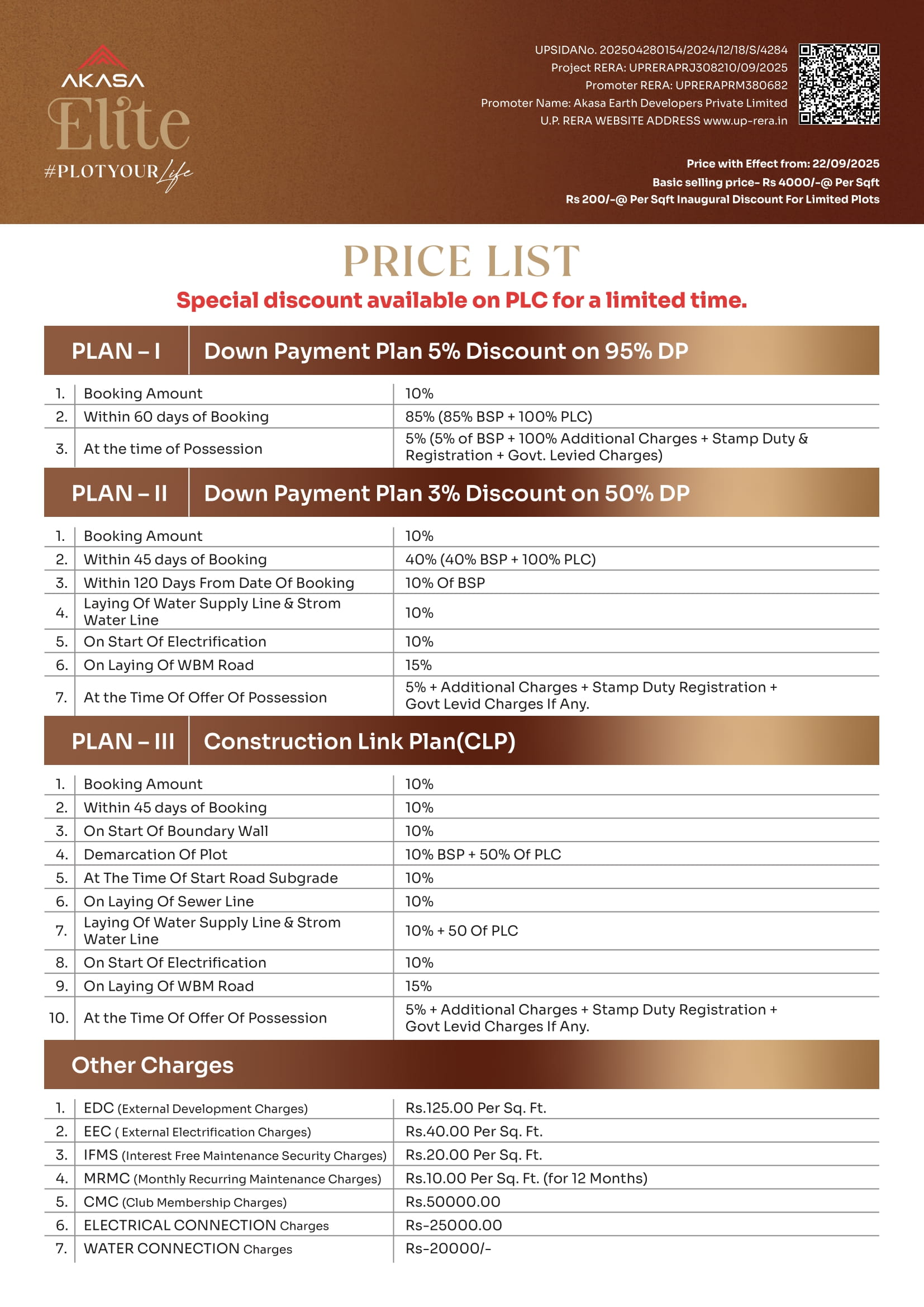 Price List 1 - LDA plots in Lucknow pricing