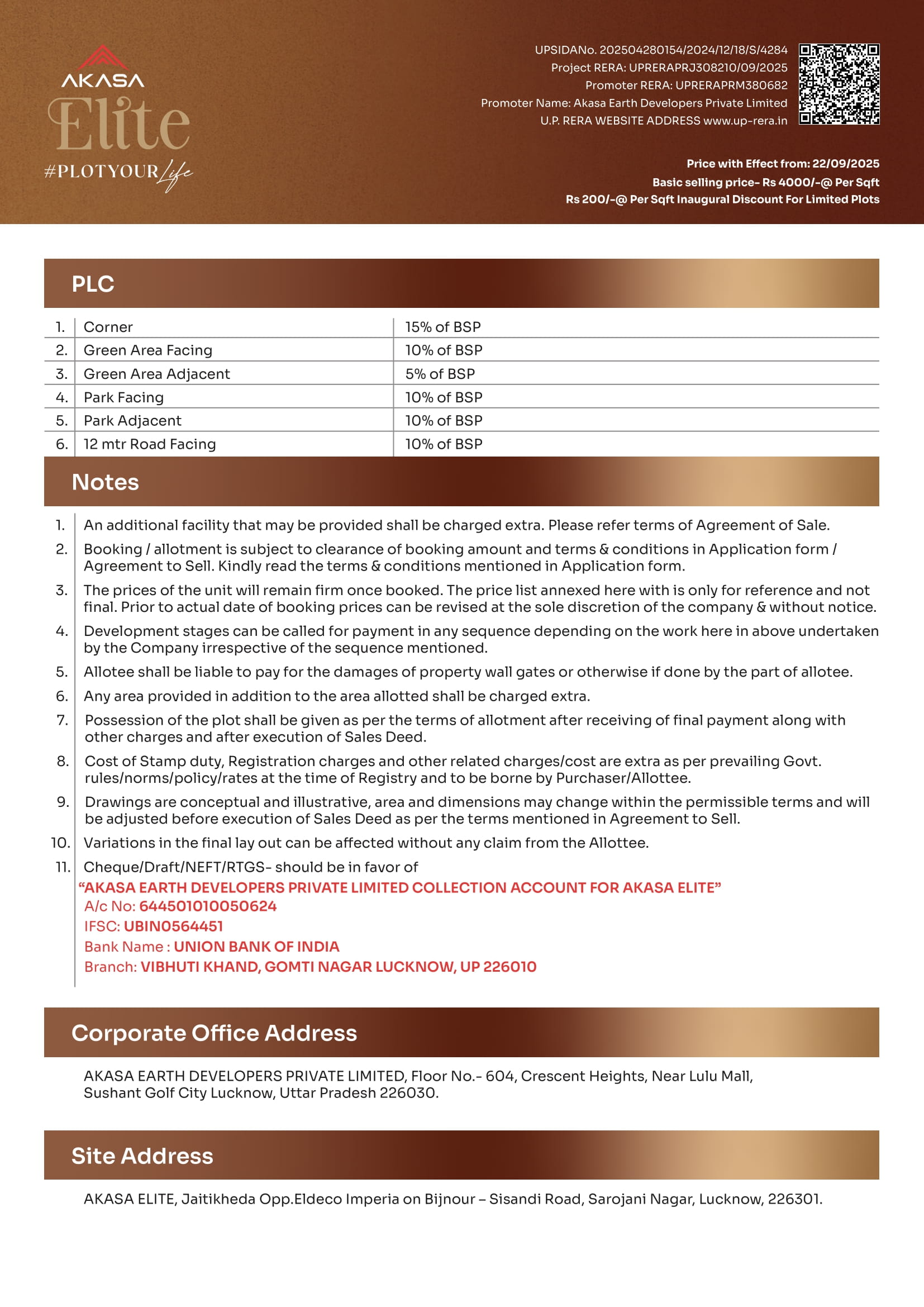 Price List 2 - Payment plans for Eldeco Emperia plots